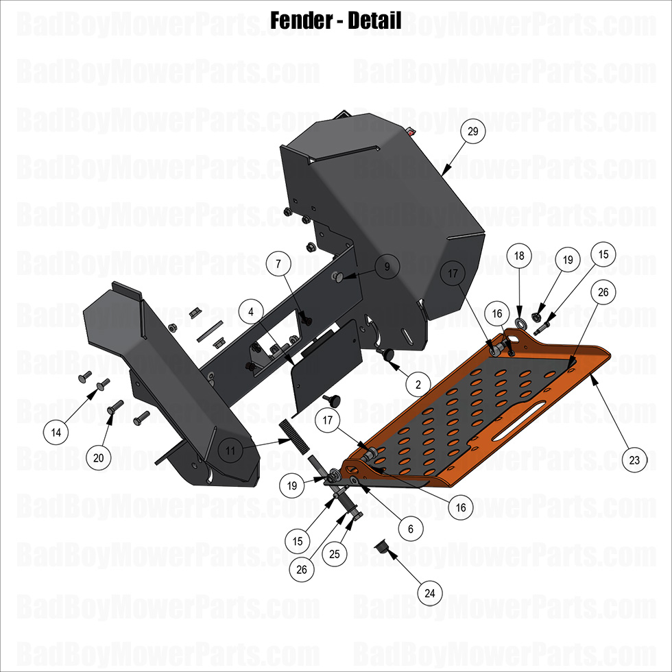 3911 - Bad Boy Mower Parts Lookup > 2025 > Revolt (48\"-61\" Decks) > Fender - Detail